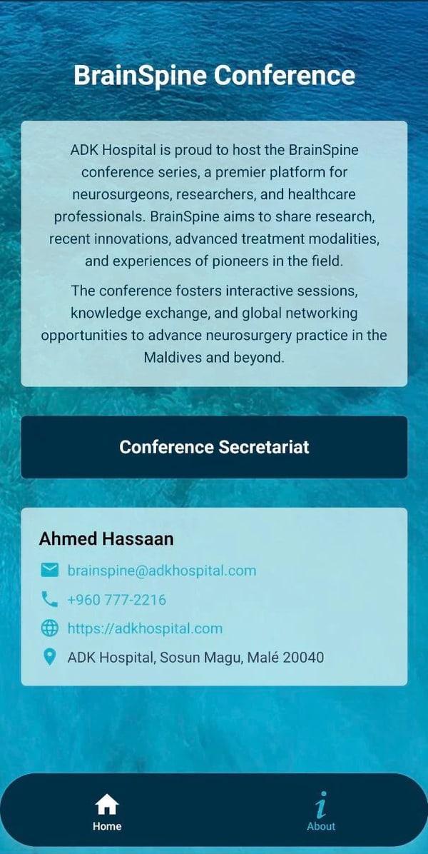 Maldives BrainSpine conference app — screenshot 2 of 2