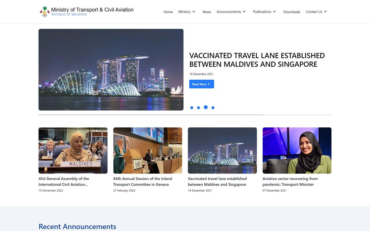 Ministry of Transport and Civil Aviation website — screenshot 2 of 2