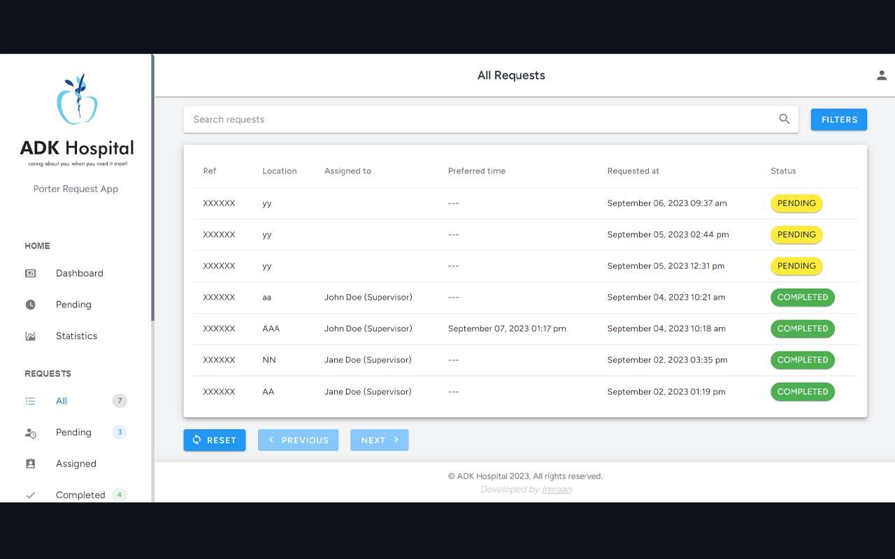 ADK Hospital porter app — screenshot 2 of 3
