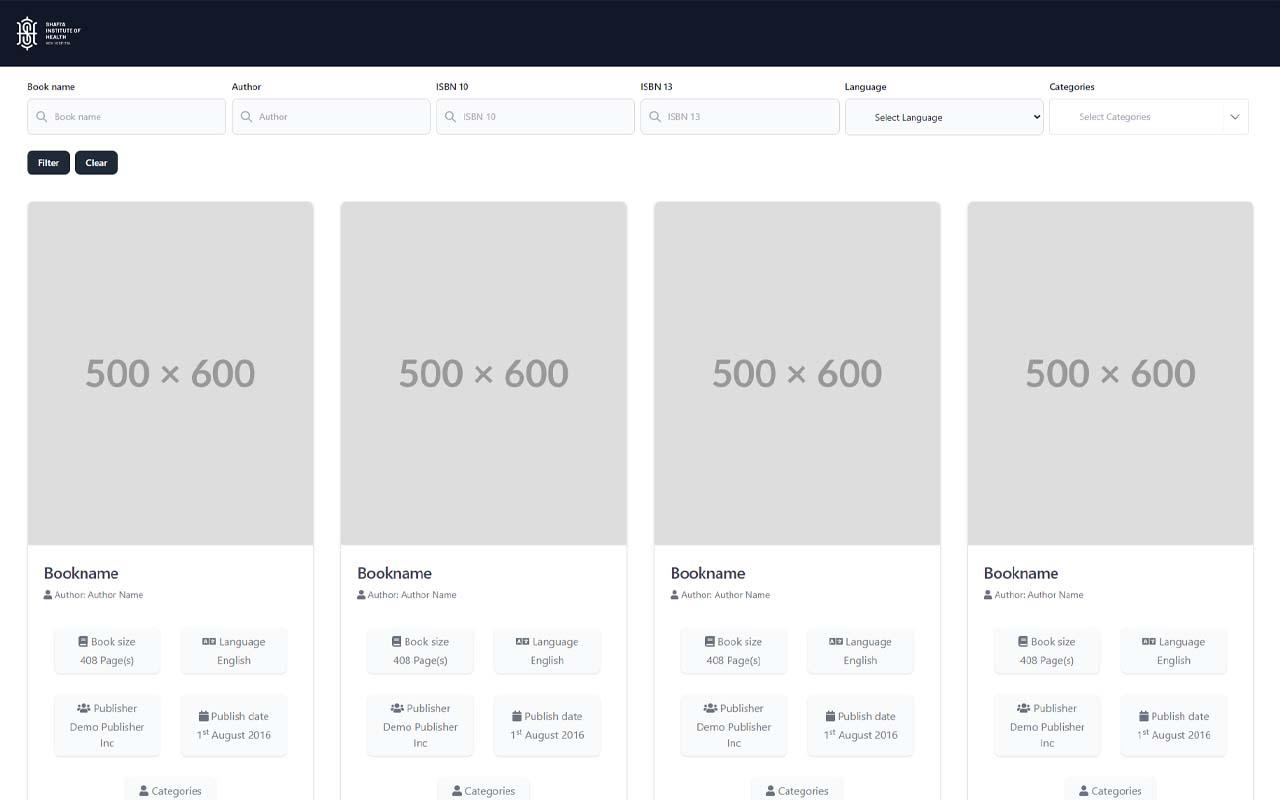 Shafi’a Institute of Health e-library — screenshot 1 of 2